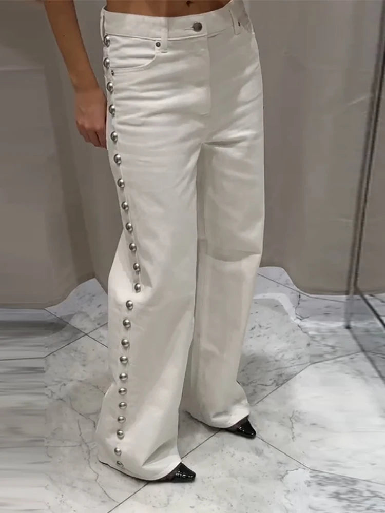 BEADED WIDE LEG STRAIGHT DENIM - Image 3