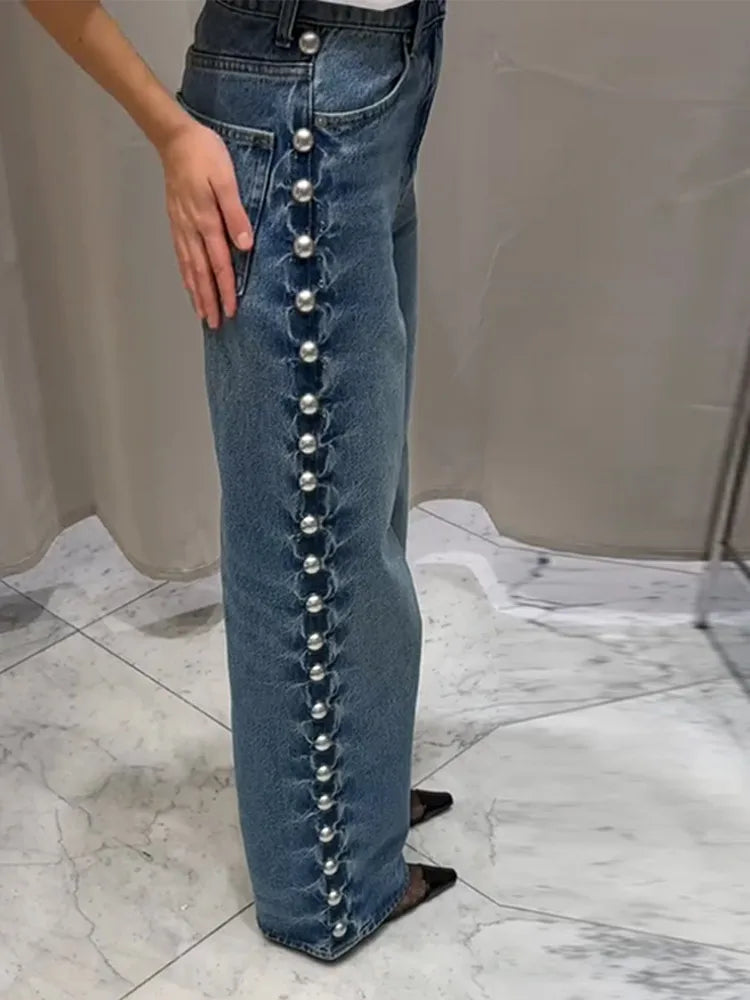 BEADED WIDE LEG STRAIGHT DENIM - Image 6