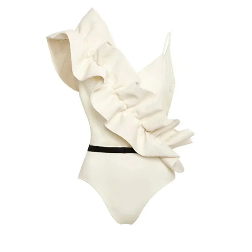 IVORY RUFFLE SWIMSUIT & WRAP SKIRT SET - Image 2