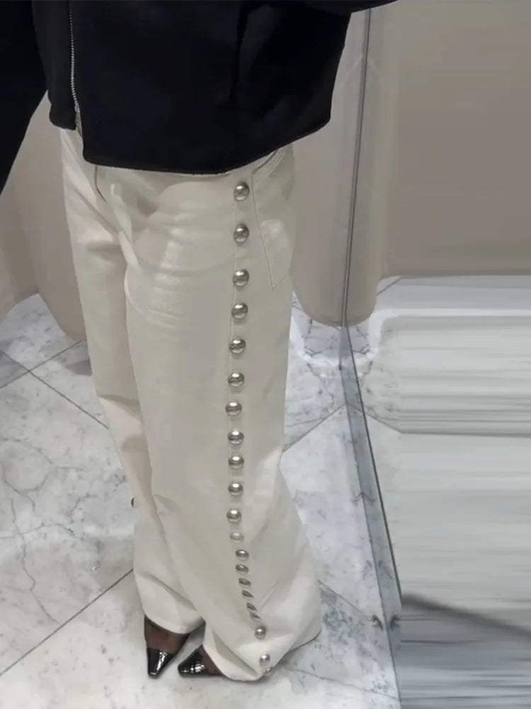 BEADED WIDE LEG STRAIGHT DENIM - Image 5